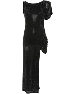 Dunesi One-Shoulder Embellished Midi Dress - Black