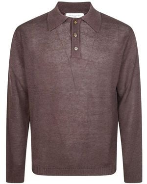 Daniele Fiesoli Buttoned Long-Sleeved Polo Shirt - Purple