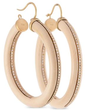 Sylva & Cie Orecchini A Cerchio Con Diamanti E Avorio - Metallizzato