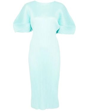 Pleats Please Issey Miyake Abito Plissettato A Maniche Corte - Blu