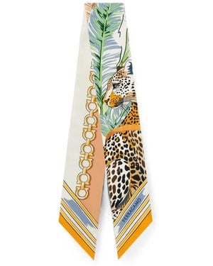 Ferragamo Felindra Leopard-Print Bandeau Scarf - Metallic