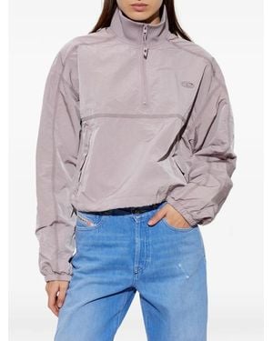 DIESEL G-Anock Logo-Patch Half-Zip Jacket - Purple