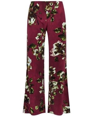 Maliparmi Frosted Blossom Floral-Print Trousers - Red