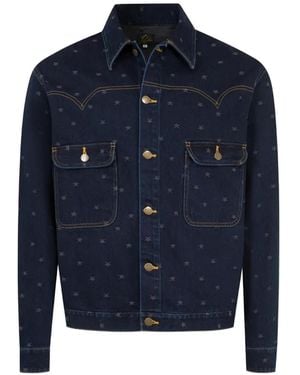 Needles Star-Jacquard Denim Jacket - Blue