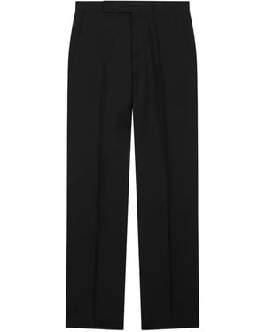 Lardini Flat-Front Wool-Mohair Trousers - Black