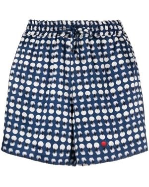 Kiton プリント ショートパンツ - ブルー