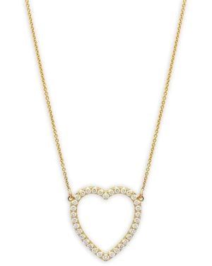 Jennifer Meyer 18K Open Heart Diamonds Necklace - Metallic