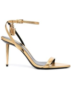 Tom Ford Padlock Metallic Leather Sandals