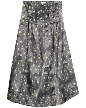 Ganni Pocket Floral Maxi Skirt - Grey