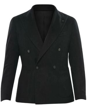 Tagliatore Peak-Lapel Double-Breasted Blazer - Black