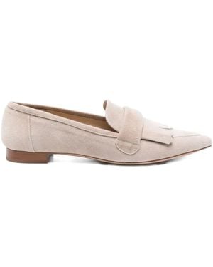 Thea Mika Pointed-Toe Fringed Loafers - Natural