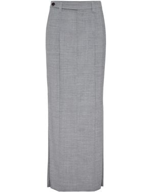 Brunello Cucinelli Virgin Wool Fresco Maxi Skirt - Grey