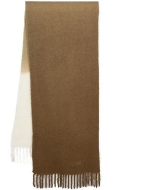 Woolrich Logo-Embroidered Ombre-Effect Scarf - Natural