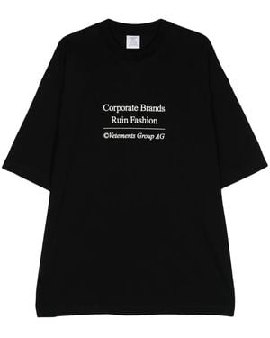 Vetements Logo-Embroidered T-Shirt - Black