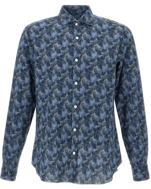 Barba Napoli Overhemd Met Bloemenprint - Blauw