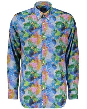 Paul & Shark Floral-Print Long-Sleeved Shirt - Blue