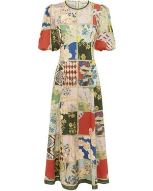 ALÉMAIS Abito Midi Bianca Con Design Patchwork - Bianco