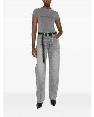 Alexander Wang Logo-Print Wide-Leg Jeans - Grey