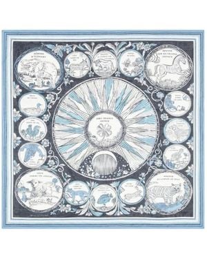 Inoui Edition Graphic-Print Square Scarf - Blue