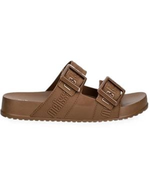 Melissa Cosy Slide M-Lover Logo-Print Slides - Brown