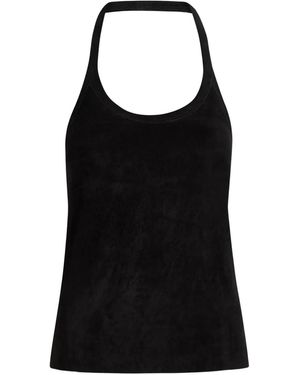 Stouls Cherry Halterneck Suede Top - Black