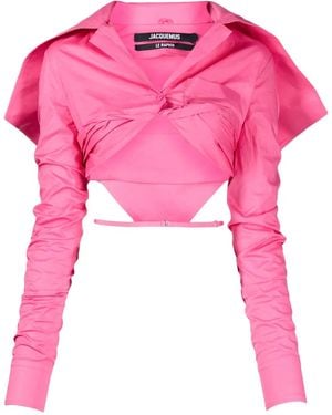 Jacquemus La Chemise Meio Cropped Shirt - Pink