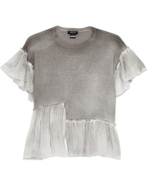 Avant Toi Ruffled T-Shirt - Grey