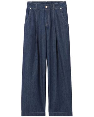 Claudie Pierlot Pleated Wide-Leg Jeans - Blue