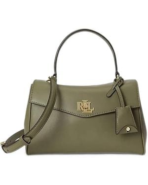 Ralph Lauren Farrah Logo-Plaque Leather Tote Bag - Green