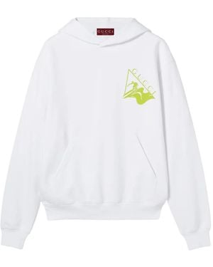 Gucci Sudadera de algodón con capucha y logo - Blanco