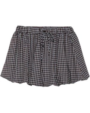 ELEH Check-Pattern Puff Mini Skirt - Grey