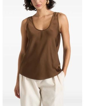 Manière De Voir Mathilda Satin Scoop-Neck Open-Back Tank Top - Brown