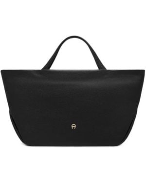 Aigner Large Paola Leather Tote Bag - Black
