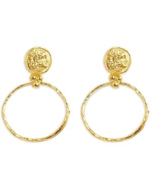 Ottoman Hands Myia Roman Coin Hoop Earrings - Metallic