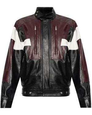 DSquared² Colour-Block Stand-Collar Leather Jacket - Black