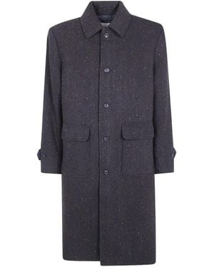 Les Deux Herringbone Oversized Coat - Blue