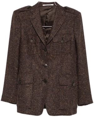 Tagliatore Button-Fastening Epaulette Jacket - Brown