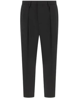 Michael Coal Pleated-Detail Trousers - Black