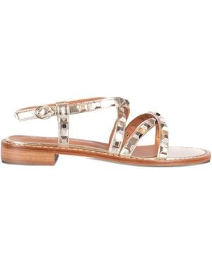 Via Roma 15 Studded Leather Sandals - Metallic