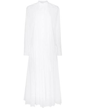 Valentino Garavani Pleated Cotton-Blend Poplin Dress - White