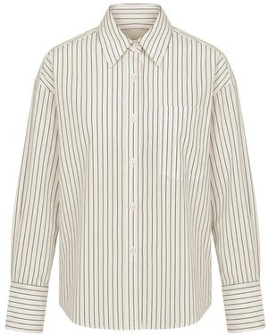 Arlo Mott Chemise Watts Rayée Boutonnée Sur Le Côté - White