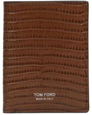 Tom Ford Lizard-Effect Card Holder - Brown