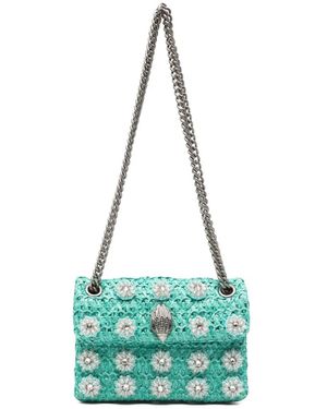Kurt Geiger Mini Crystal-Embellished Raffia Shoulder Bag - Blue