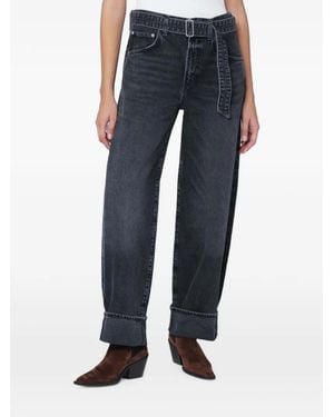 Agolde Belted Turn-Up Jeans - Blue