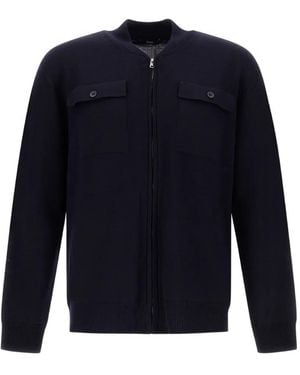 Herno Cardigan En Laine À Fermeture Zippée - Bleu