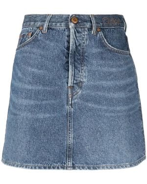 Chloé High-Waist Denim Skirt - Blue