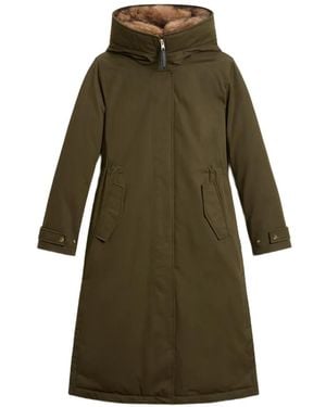Woolrich Faux-Fur Trim Hooded Parka - Green