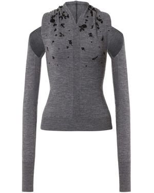 Alberta Ferretti Off-Shoulder Trui Van Scheerwol - Blauw