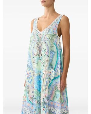 CAMILLA Midsummer Mosaics V-Neck Maxi Dress - Blue