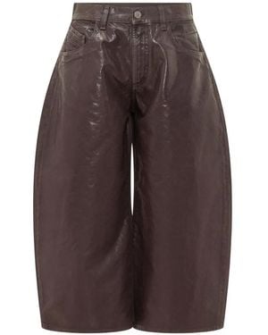 The Attico Plum Glossy-Finish Wide-Leg Jeans - Brown